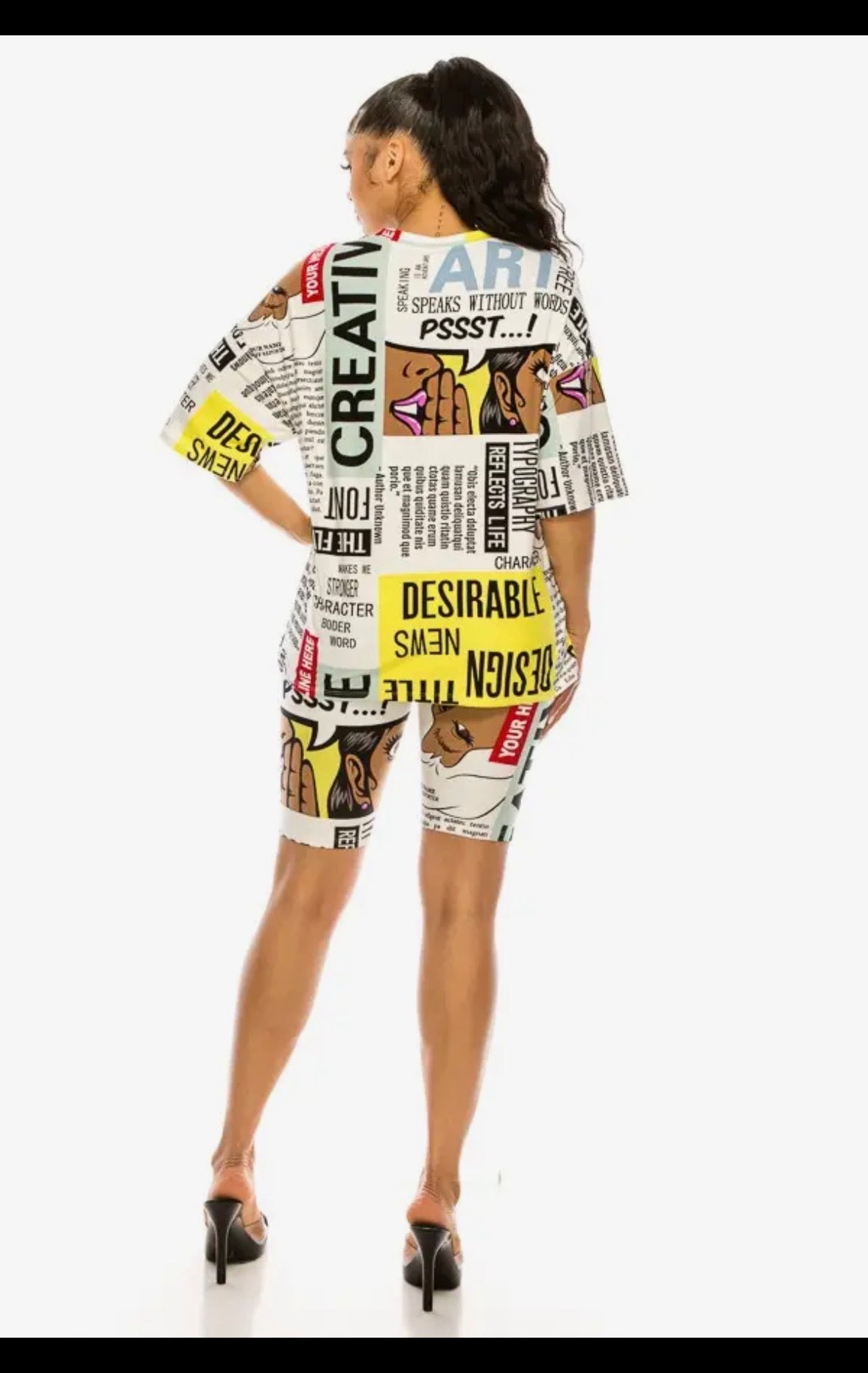 2 Piece Graphic Print Top & Short Set