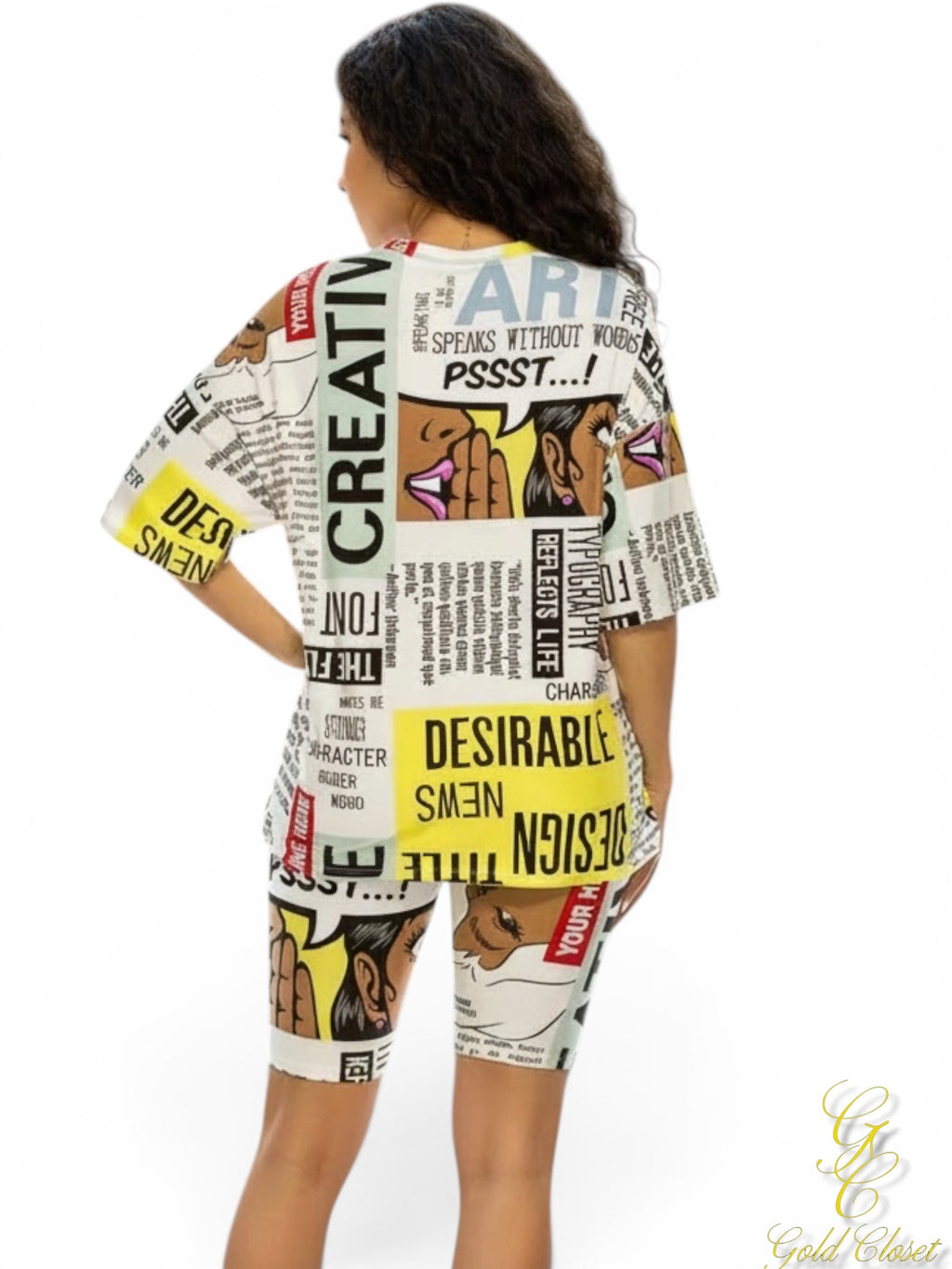 2 Piece Graphic Print Top & Short Set