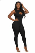 Seamless Peakaboo Cutout Sleeveless Jumpsuit