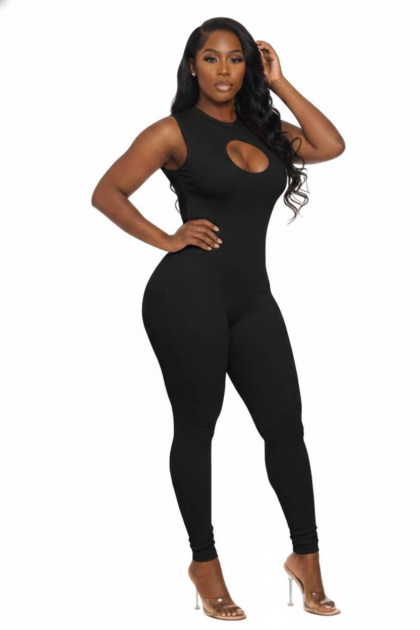 Seamless Peakaboo Cutout Sleeveless Jumpsuit