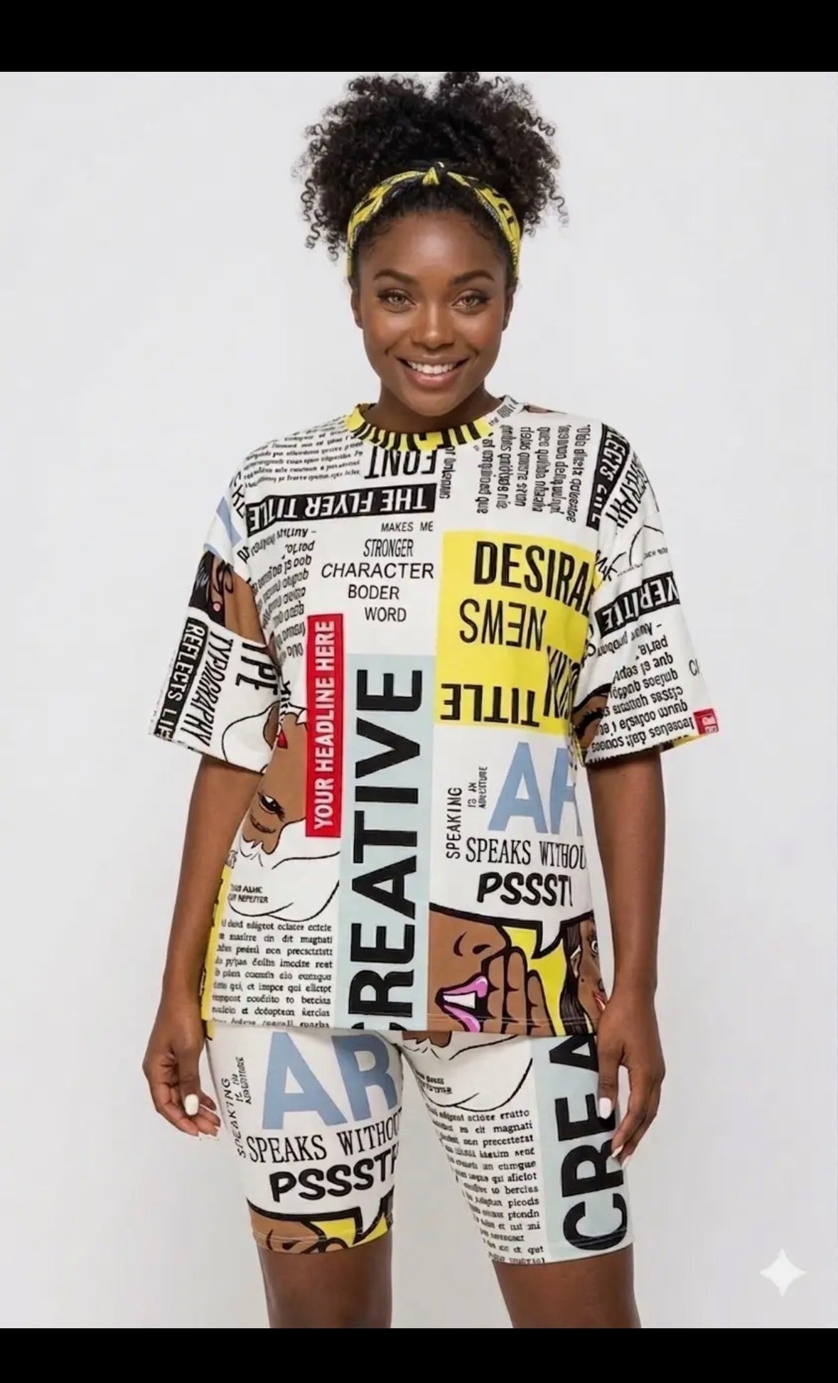 2 Piece Graphic Print Top & Short Set