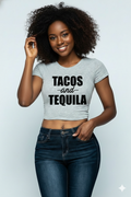 Tacos and Tequila Graphic Print Crop Top