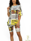 2 Piece Graphic Print Top & Short Set