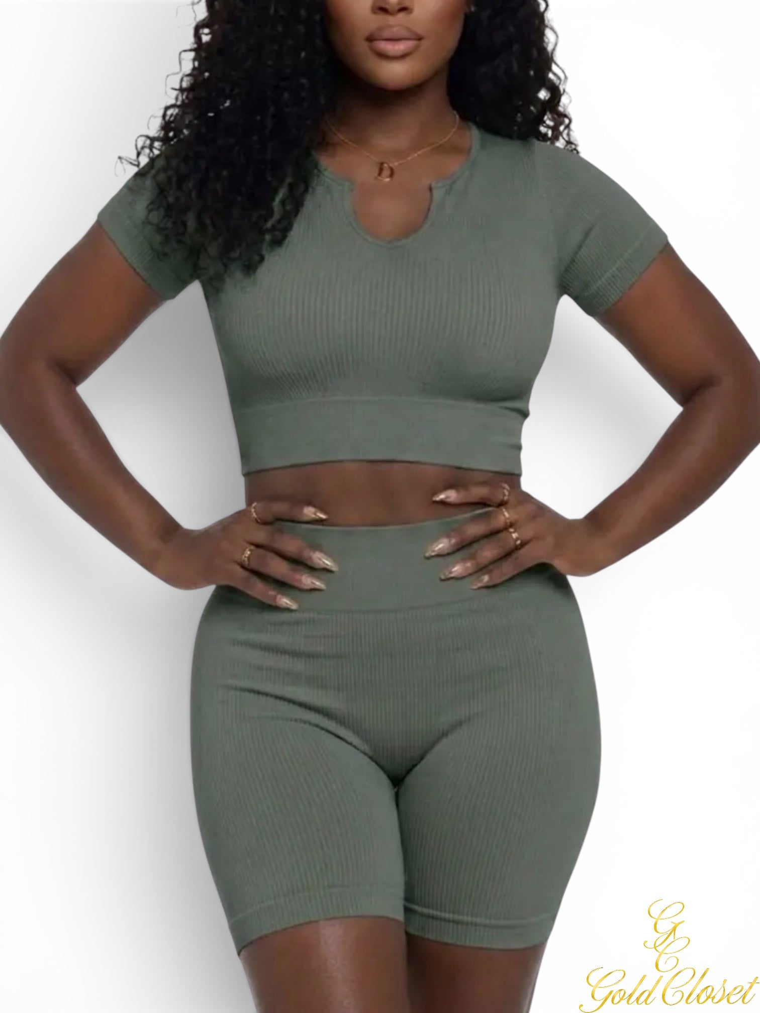 2 Piece High Waist Set OLIVE
