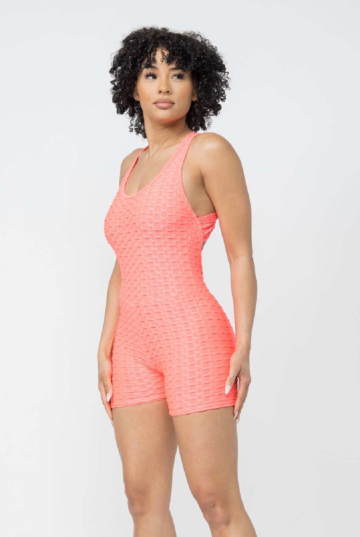 Honeycomb Poly Jacquard Sleeveless Cross Back NEON PINK