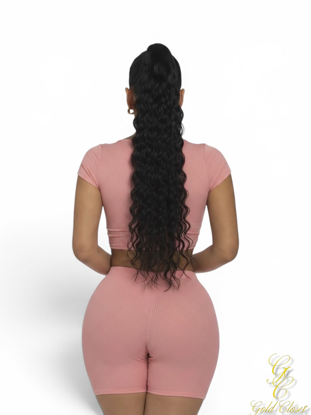Ribbed Split Neck Top & Highwaist Short Set