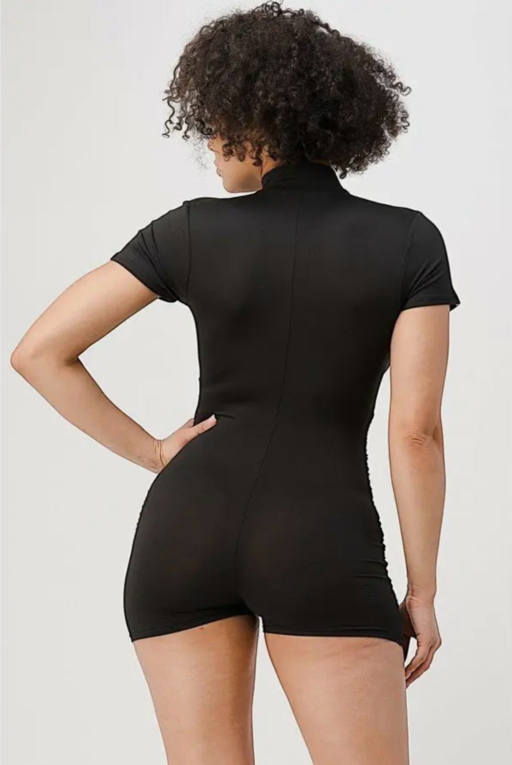 Body Con Romper with Wrinkling Short Black
